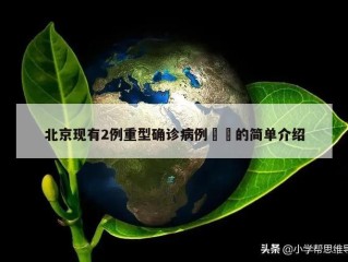 北京现有2例重型确诊病例㊙️的简单介绍